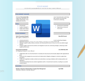 Procurement Manager Resume Template Blue