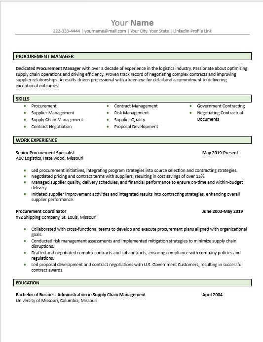 Procurement Manager Resume Template - Image 3